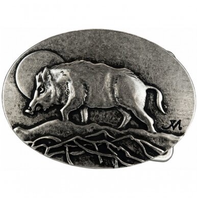 Belt buckle Wild boar and moon