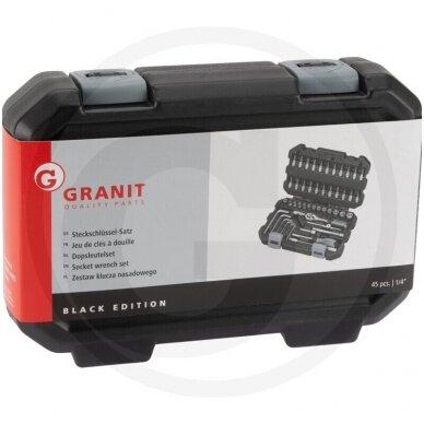 GRANIT BLACK EDITION 1/4” socket wrench set 50 pcs., imperial 1